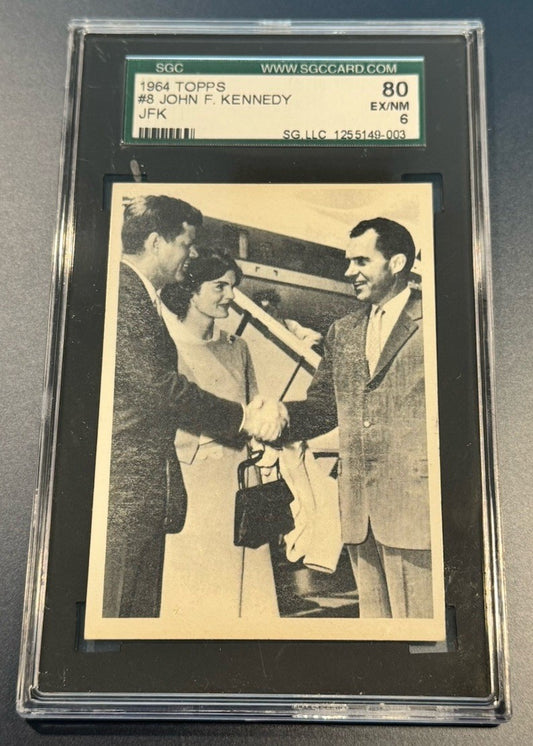 1964 Topps JFK #8 • SGC 80 EX/NM 6 • JFK & Nixon Historic Airport Moment
