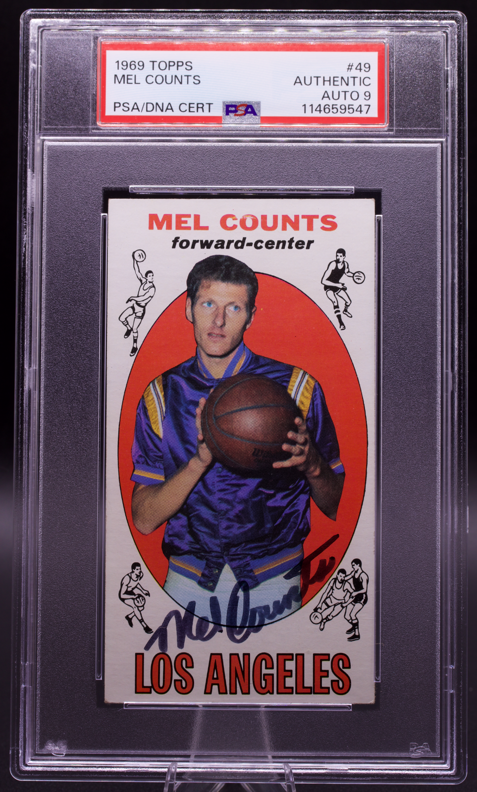 1969 Topps Mel Counts #49 PSA Authentic AUTO 9 Signed LA Lakers Tallboy Vintage
