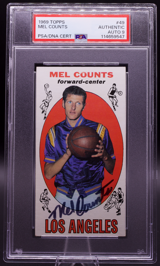 1969 Topps Mel Counts #49 PSA Authentic AUTO 9 Signed LA Lakers Tallboy Vintage