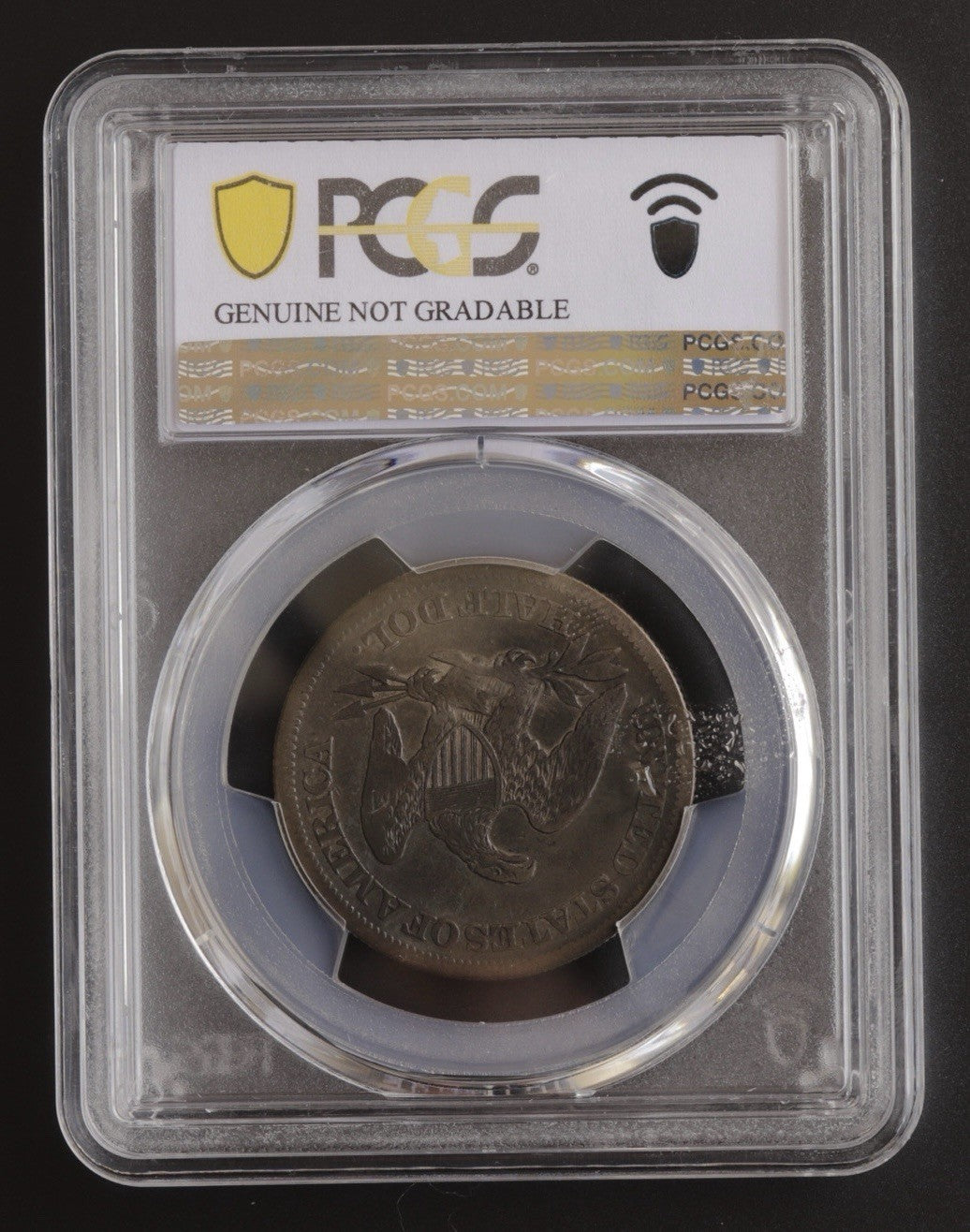 1864 Seated Liberty Half Dollar PCGS Genuine • Civil War Date VG Detail Cleaned