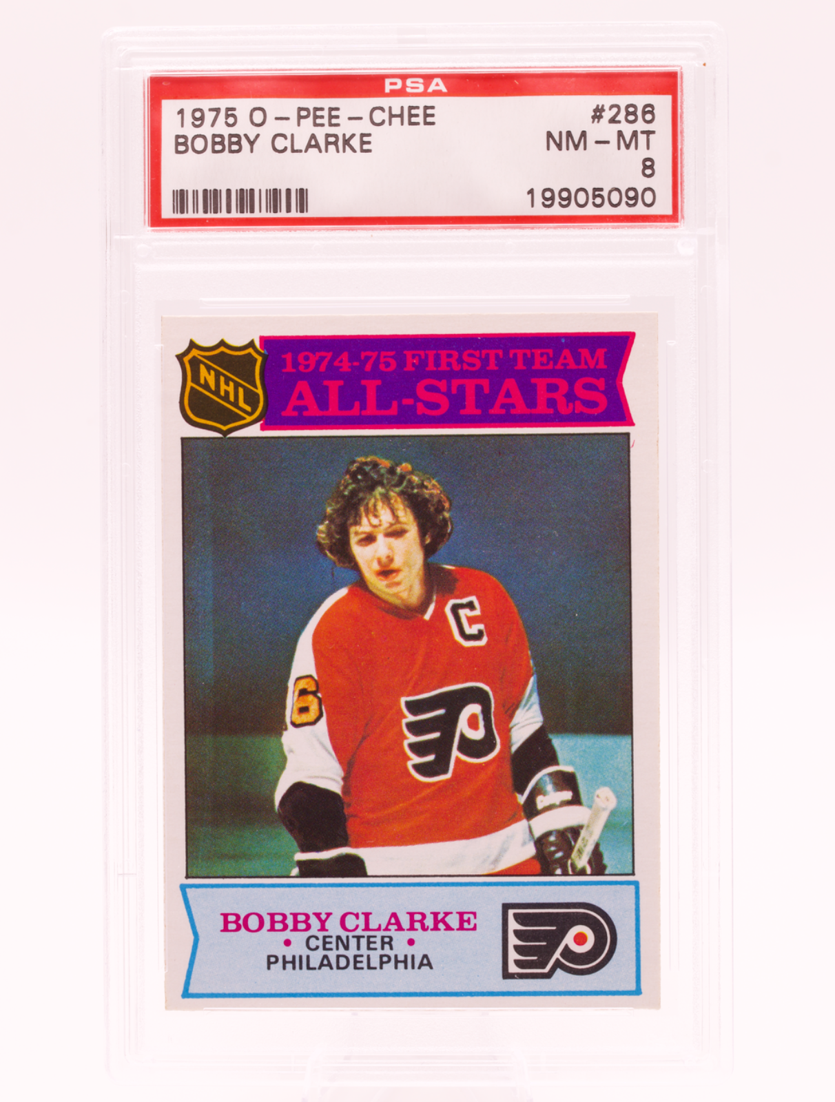 1975 O-Pee-Chee #286 Bobby Clarke All-Star PSA 8 NM-MT Philadelphia Flyers HOF