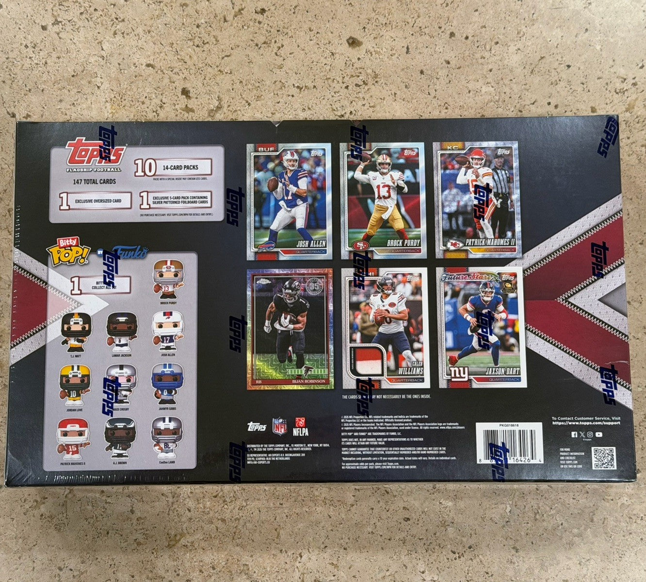 2026 Topps Flagship Football Super Box Factory Sealed 147 Cards Funko Bitty Pop