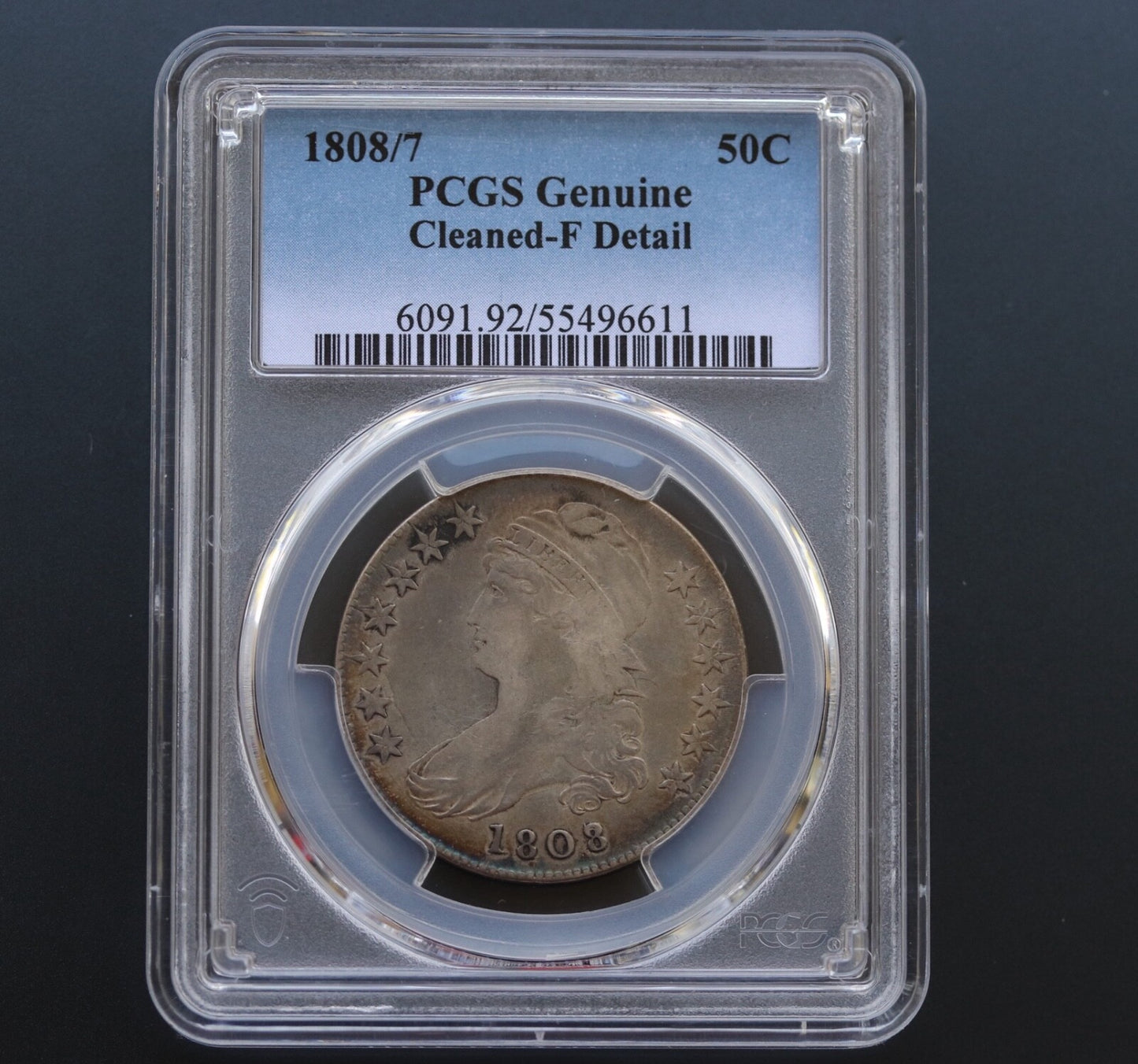 1808/7 Capped Bust Half Dollar Fine Details PCGS Cleaned O-101 R1 Early 50C