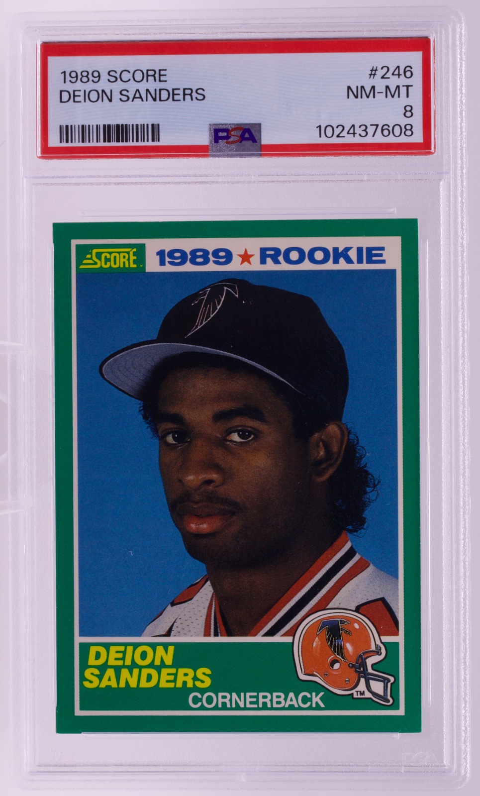 1989 Score #246 Deion Sanders Rookie Atlanta Falcons PSA 8 NM-MT