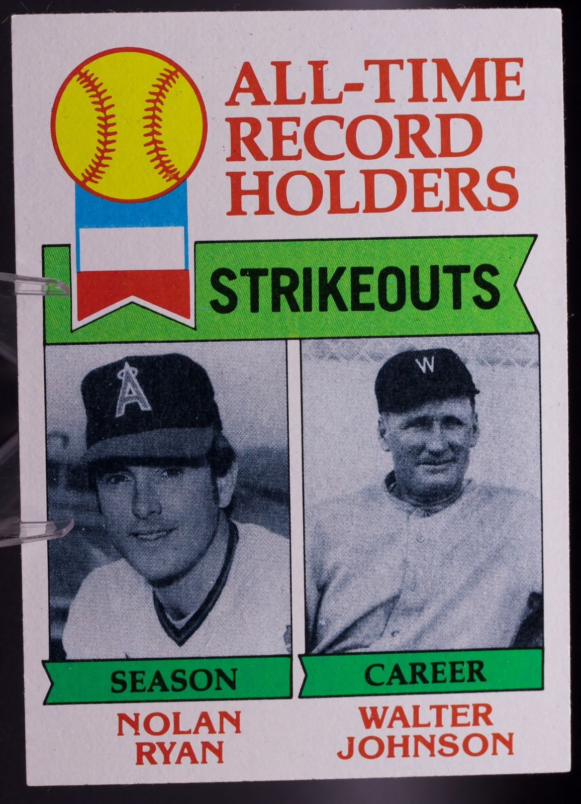 1979 Topps #417 All-Time Record Holders Strikeouts Walter Johnson Nolan Ryan