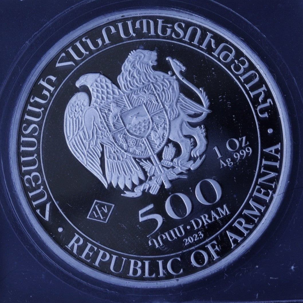 2023 Armenia Noah’s Ark MS69 DMPL ICG • 1 oz Silver • 500 Dram Coin
