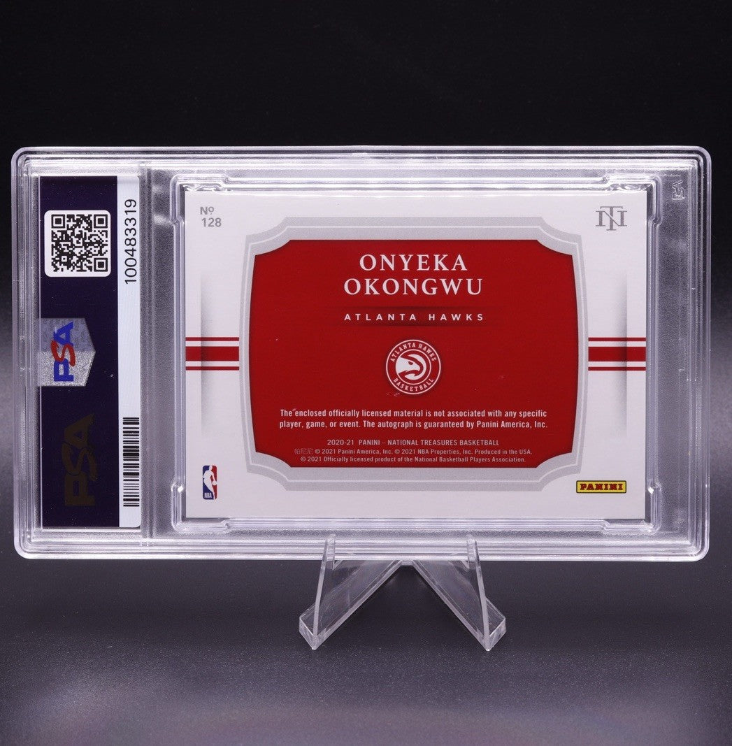 2020 Panini National Treasures Onyeka Okongwu /49 PSA 8 Auto 10 Patch RC #128