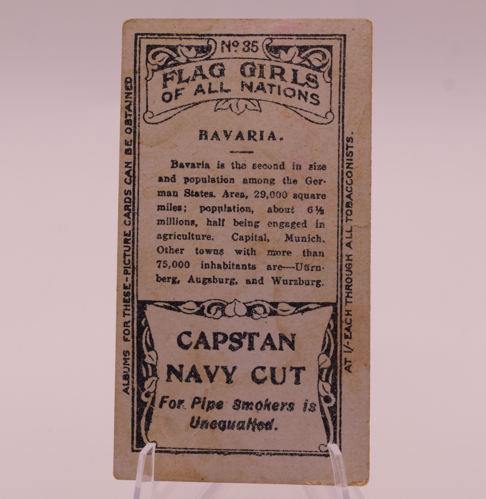 1908 Wills Flag Girls of All Nations #37 MOROCCO Capstan Navy Cut Tobacco Card