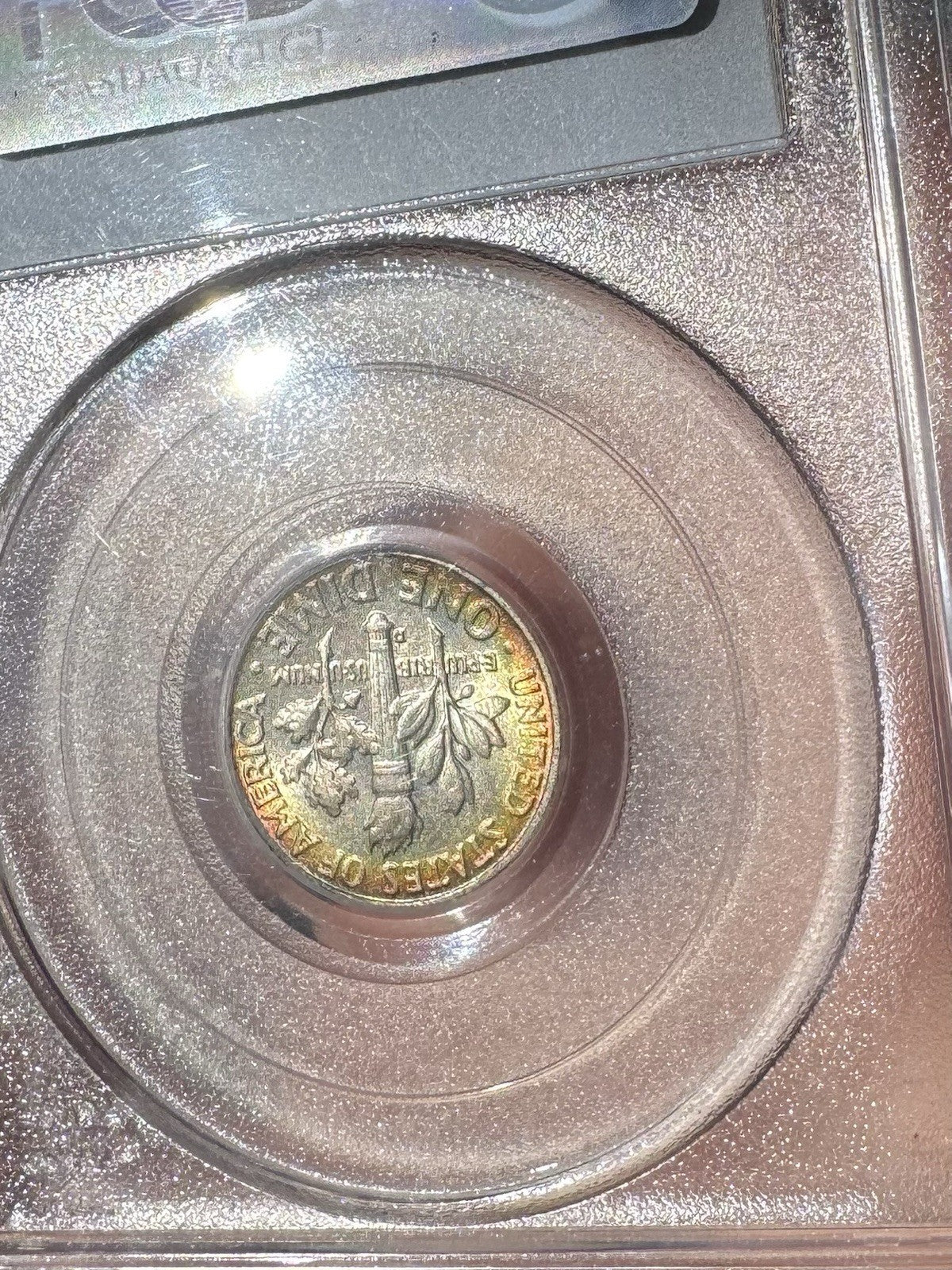 1957-D Roosevelt Dime PCGS MS65 • Golden Rim Toning • Toned 10C Coin