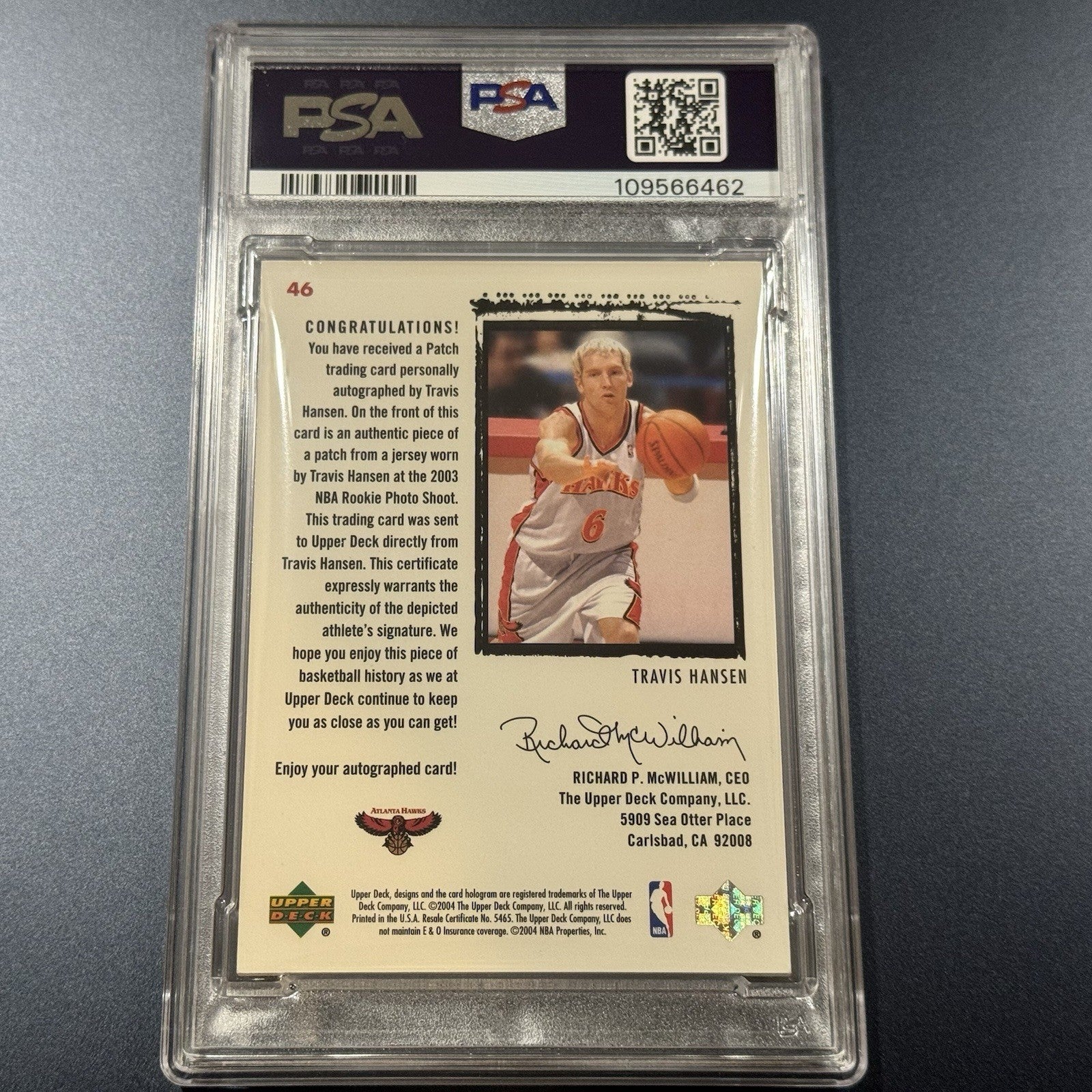 2003 Exquisite Travis Hansen RPA /225 • PSA 9 Auto 10 • 3-Clr Patch RC Rookie