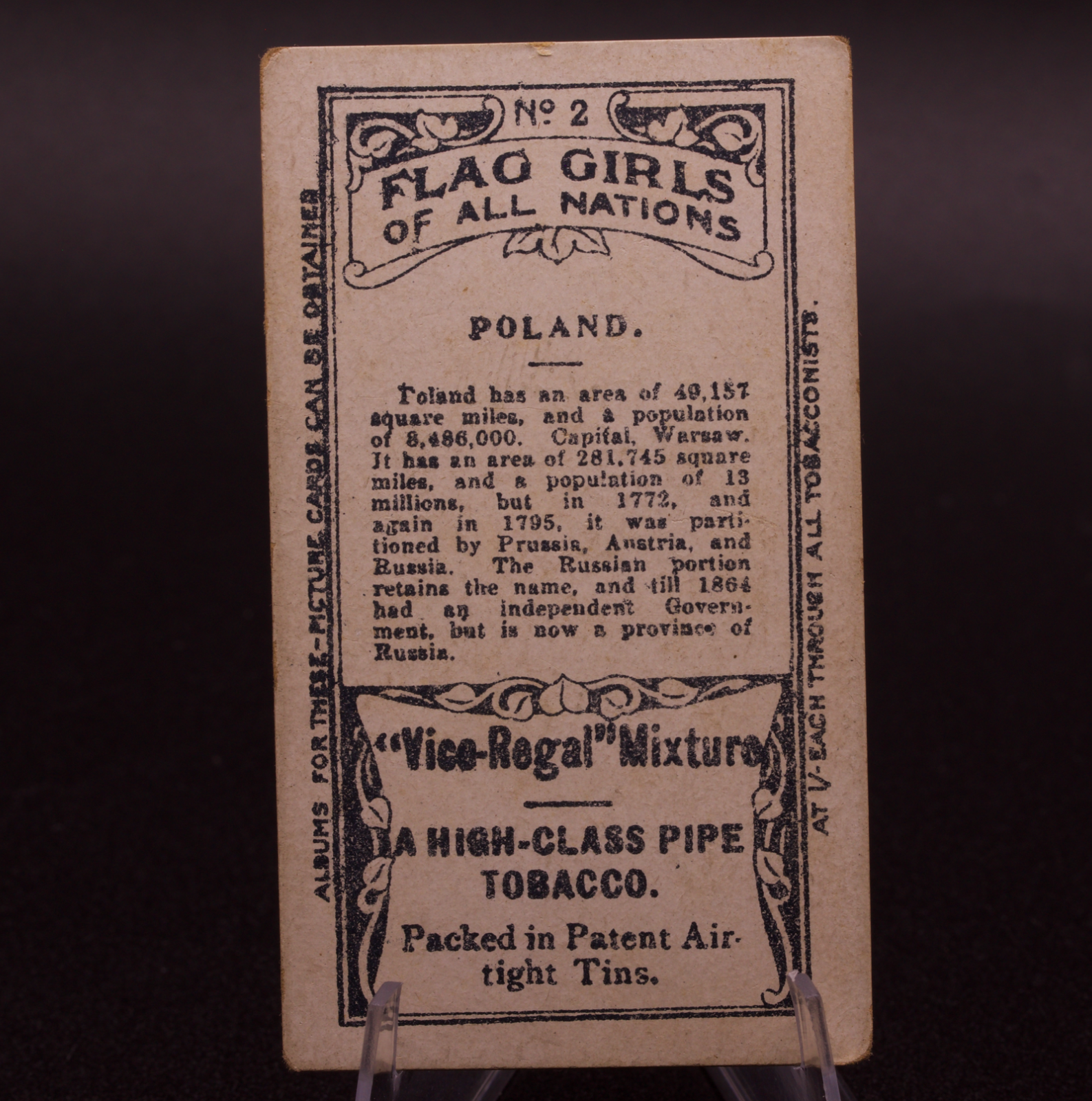 1908 Wills Flag Girls of All Nations Poland No. 2 Vice-Regal Mixture Cigarette