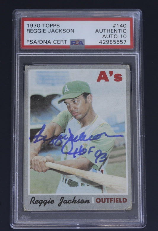 Signed 1970 Topps Reggie Jackson #140 PSA Authentic PSA/DNA Auto 10 A’s HOF 93