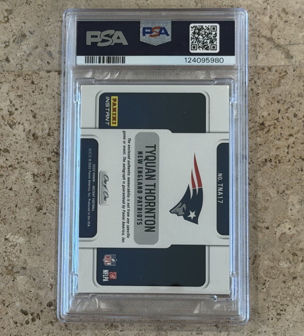 2022 Panini Instant Tyquan Thornton NE Patriots Patch Auto 1/1 RC PSA Auto 10