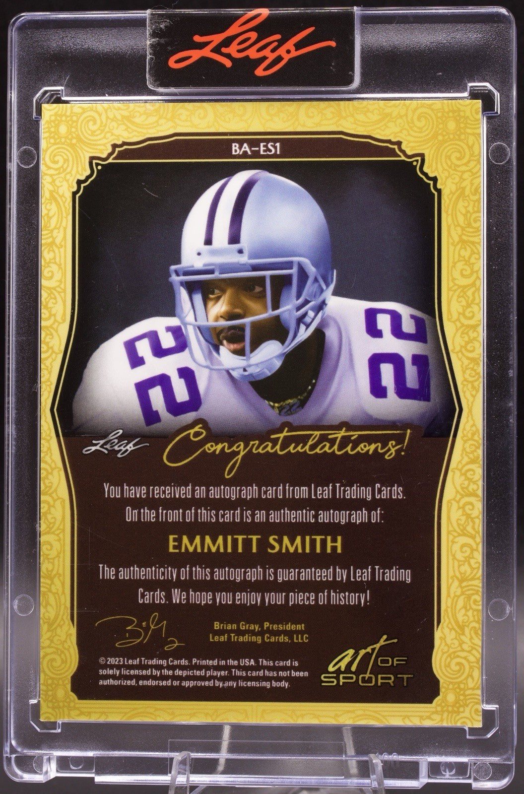 Emmitt Smith Auto /12 2023 Leaf Art of Sport Blue #BA-ES1 Cowboys HOF Signed