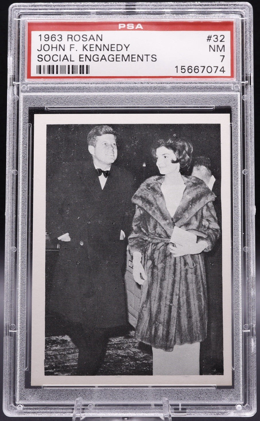 1963 Rosan JFK #32 Social Engagements • PSA 7 NM • Jackie & JFK Photo