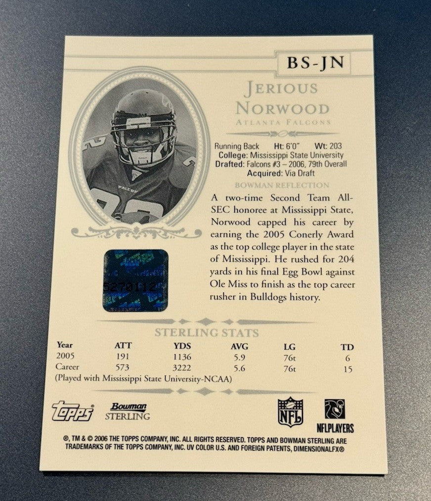 2006 Bowman Sterling Auto Jerious Norwood #BS-JN Rookie Auto RC