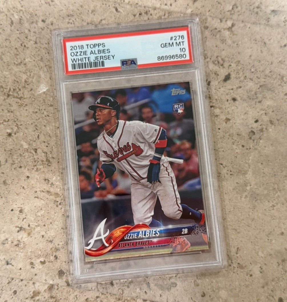 2018 Ozzie Albies Topps White Jersey RC #276 PSA 10 GEM MINT Atlanta Braves