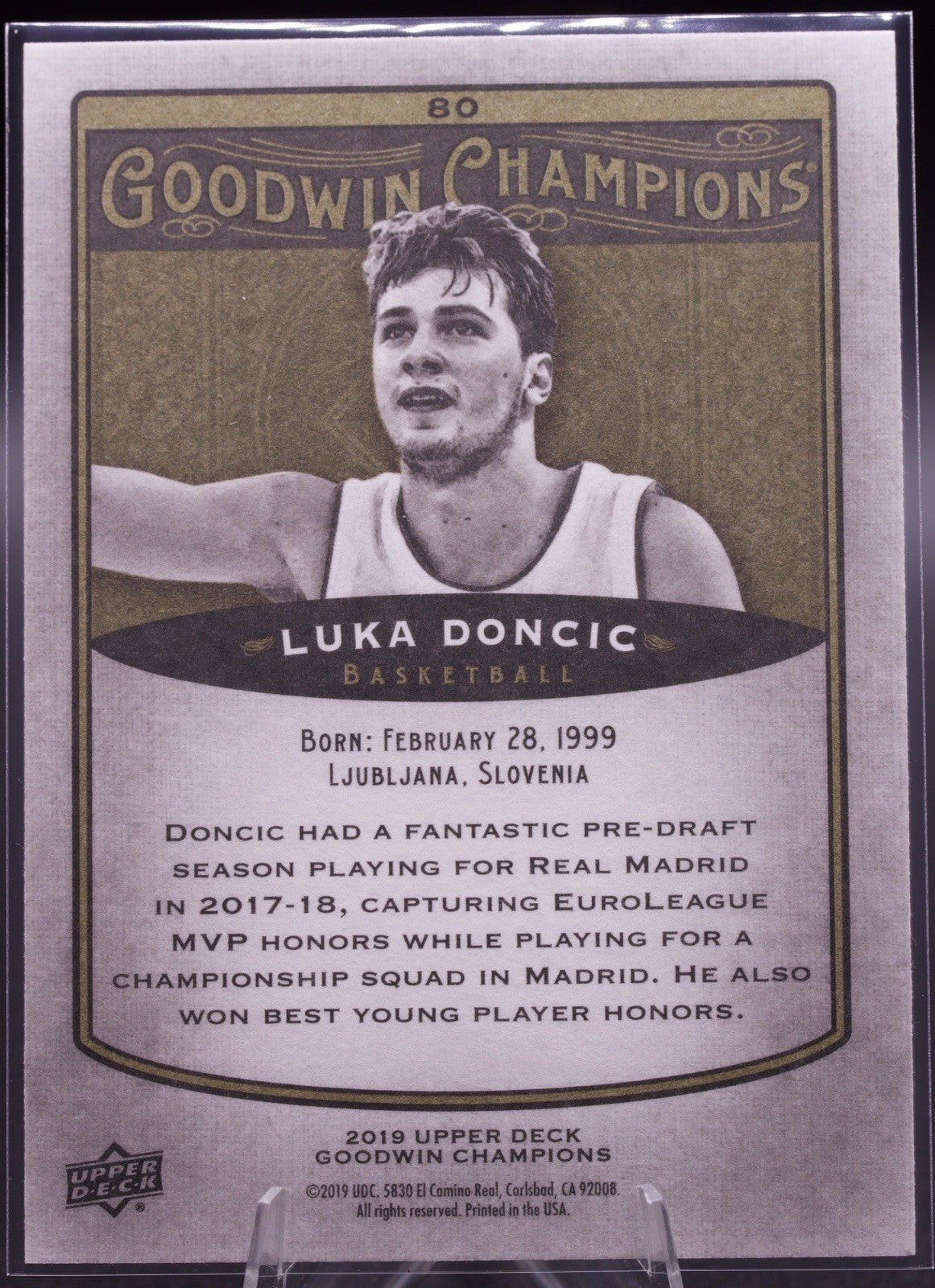 2019 Upper Deck Goodwin Champions Luka Doncic #80 Rookie Card Raw Mint