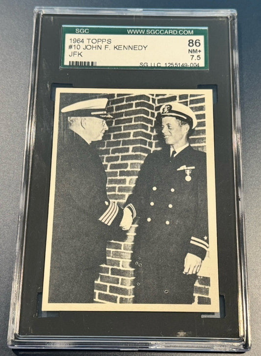 1964 Topps JFK #10 Medal for Bravery • SGC NM+ 7.5 • Historic Navy Award Card