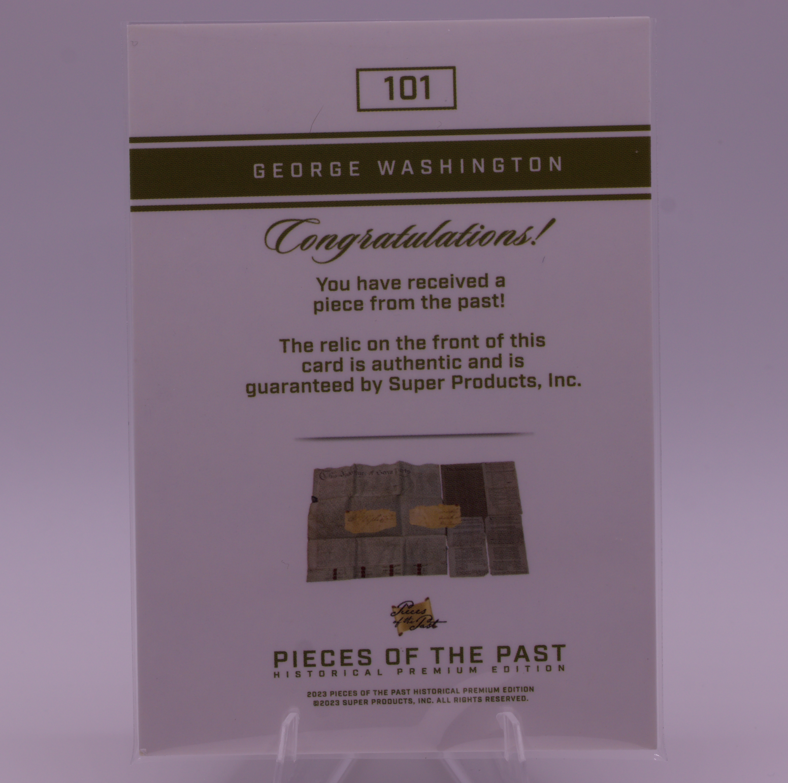 George Washington Relic Card 2023 Pieces of the Past #101 Founding Father USA