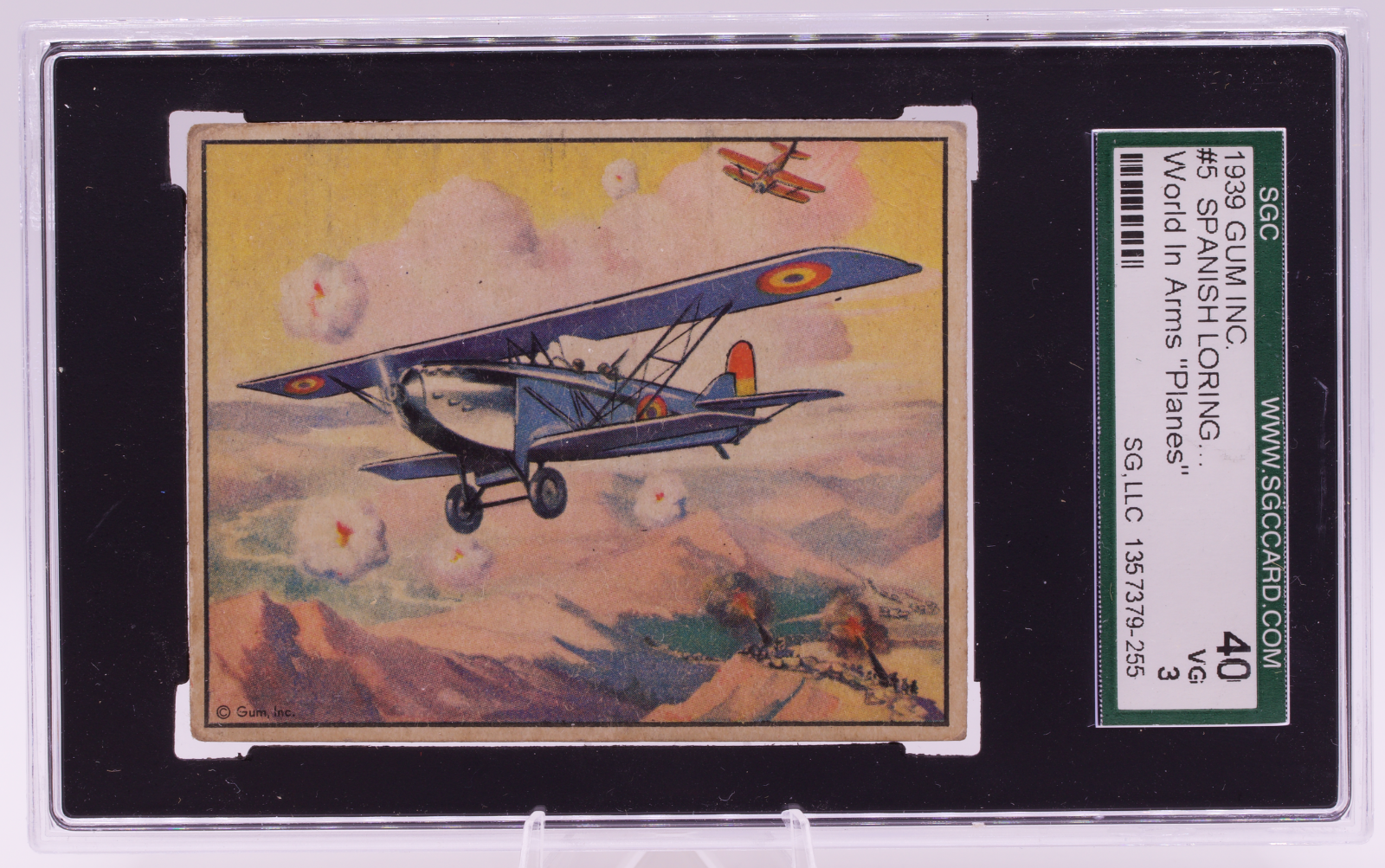1939 Gum Inc #5 Spanish Loring Reconnaissance World in Arms SGC 3