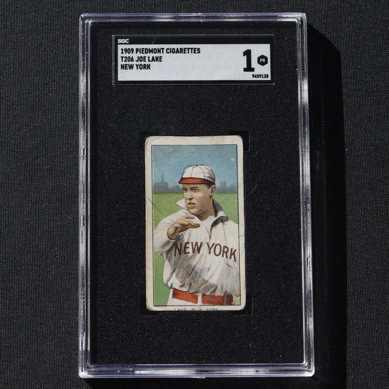 1909 T206 Joe Lake SGC 1 PR • Piedmont 150 Back • New York Americans Pre-War
