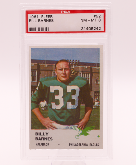 1961 Fleer #52 Bill Barnes PSA 8 NM-MT Philadelphia Eagles Football