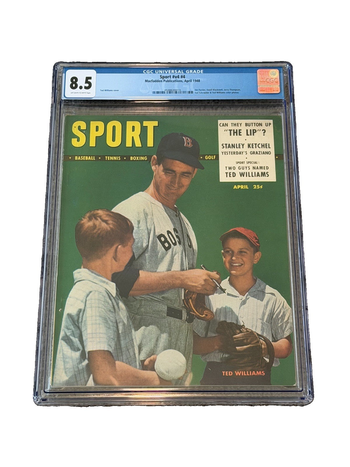 1948 SPORT Magazine April Ted Williams Cover CGC 8.5 Red Sox - Pop 1 , 1 Higher