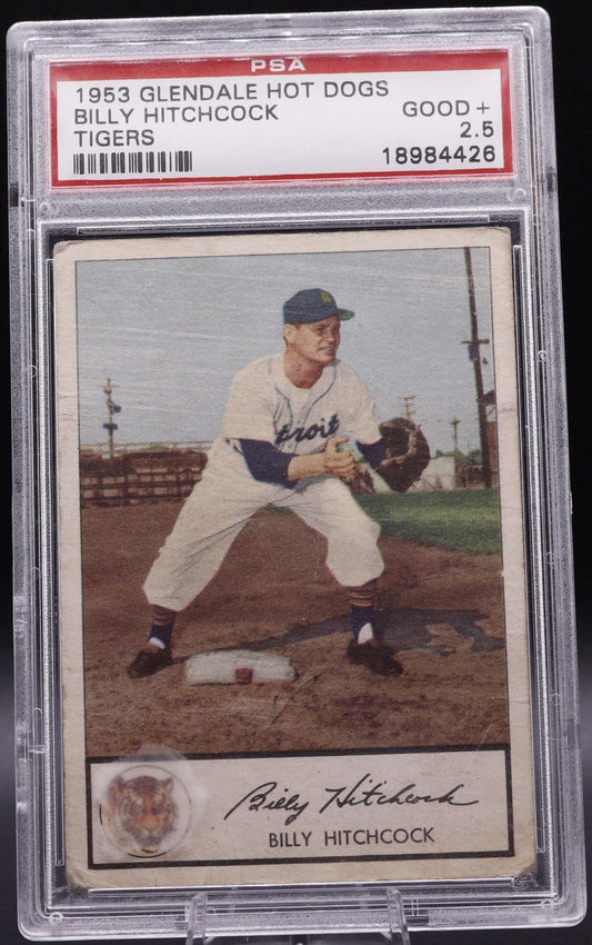 1953 Glendale Hot Dogs Billy Hitchcock PSA 2.5 Good+ Vintage Regional Food Card