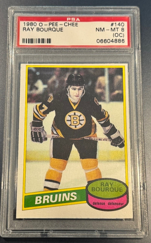 1980 O-Pee-Chee #140 Ray Bourque Rookie Card PSA 8 (OC) • Bruins HOF Legend RC