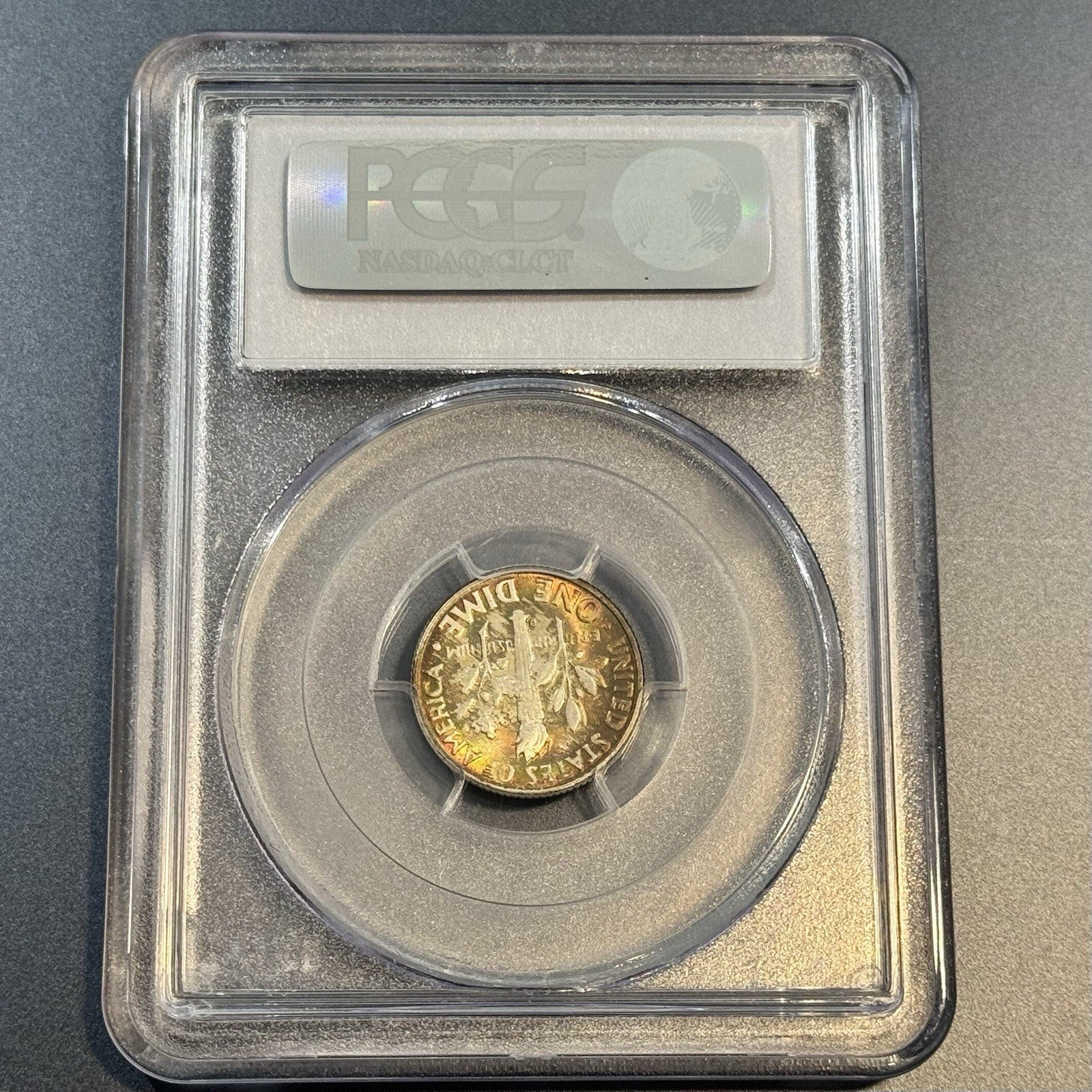 1958-D Roosevelt Dime PCGS MS66 • Colorful Rim Toning • Toned 10C Coin