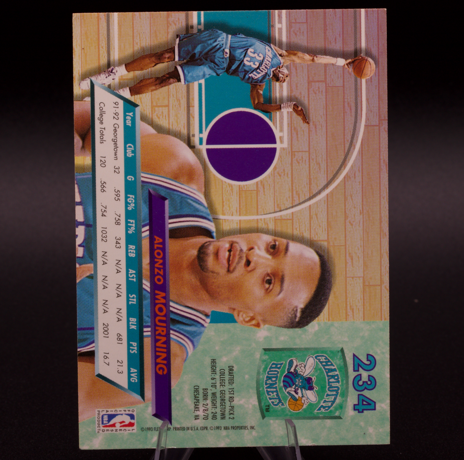 1992-93 Fleer Ultra Alonzo Mourning #234 Rookie RC Charlotte Hornets Georgetown