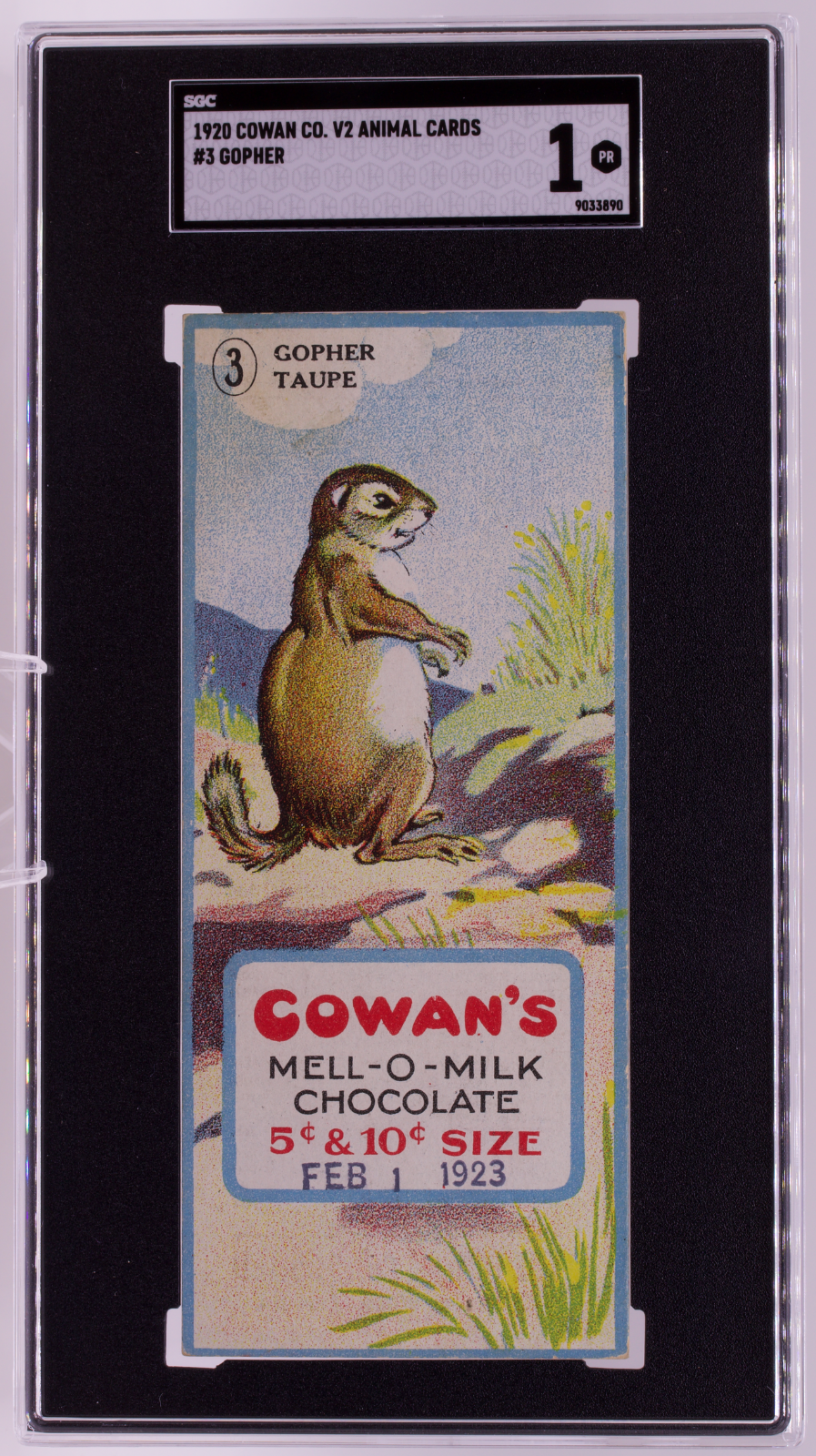 1920 Cowan Co V2 Animal Cards #3 Gopher SGC 1 PR Canadian Chocolate