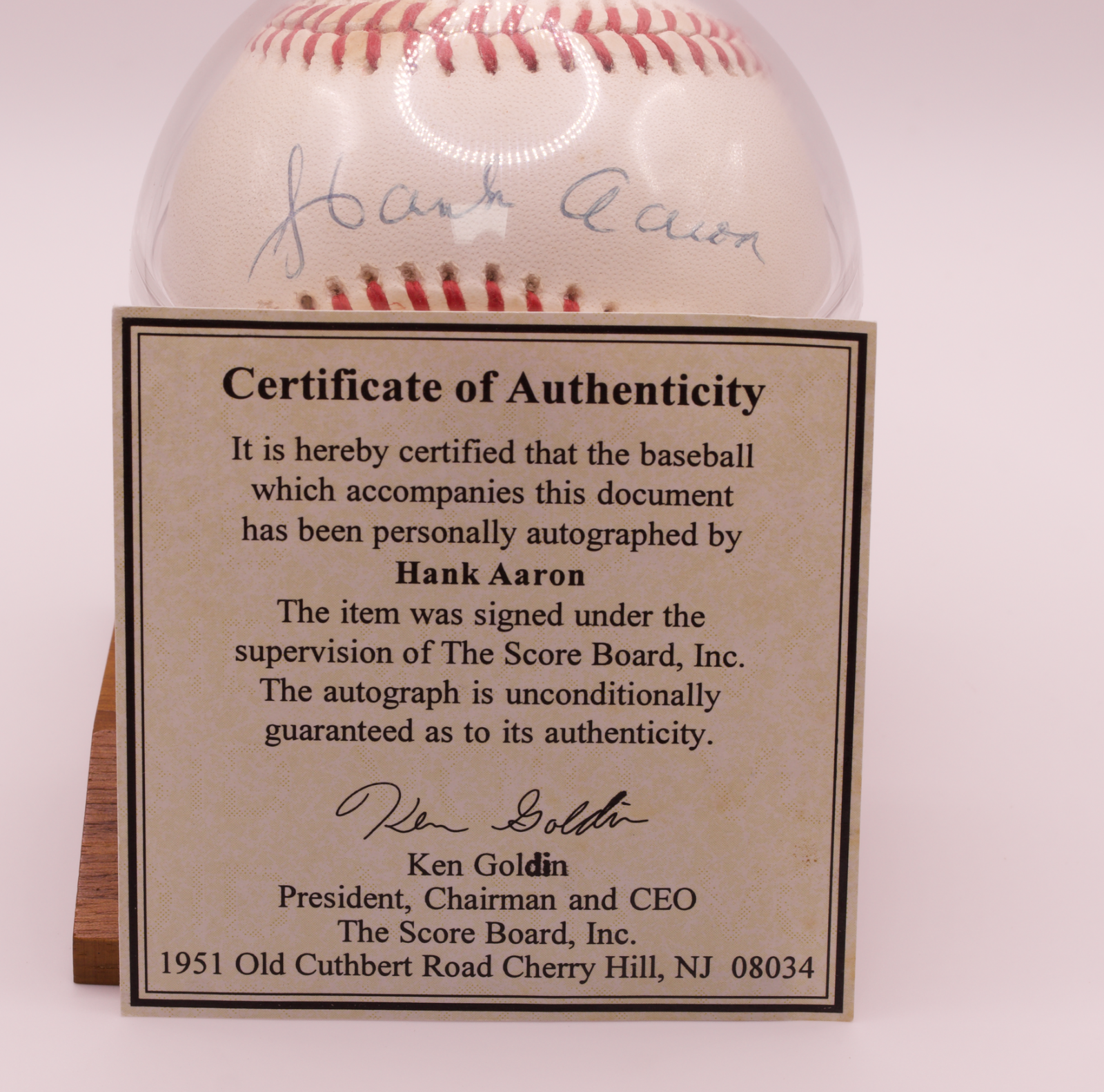 Hank Aaron Signed Official NL Baseball Score Board COA Braves HOF 755 Home Runs