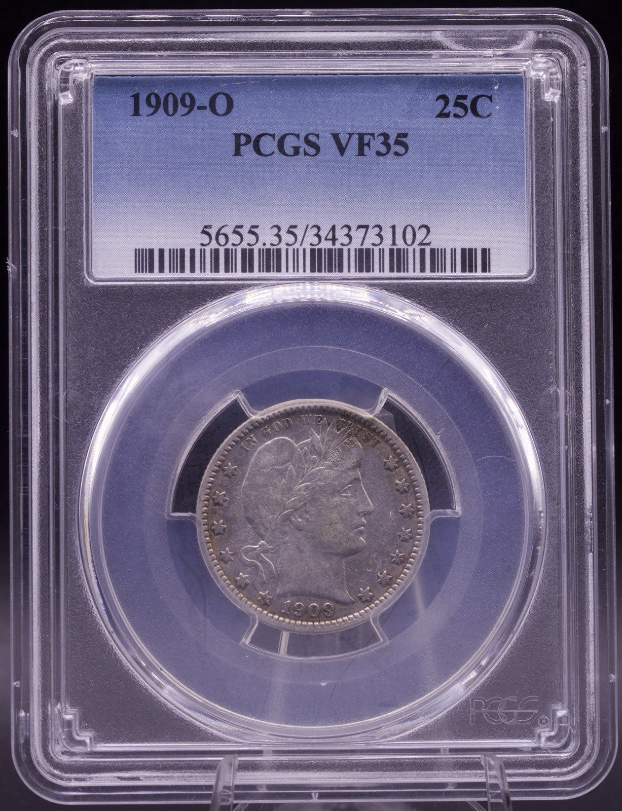 1909-O Barber Quarter PCGS VF35 Key Date New Orleans Mint Silver 25C