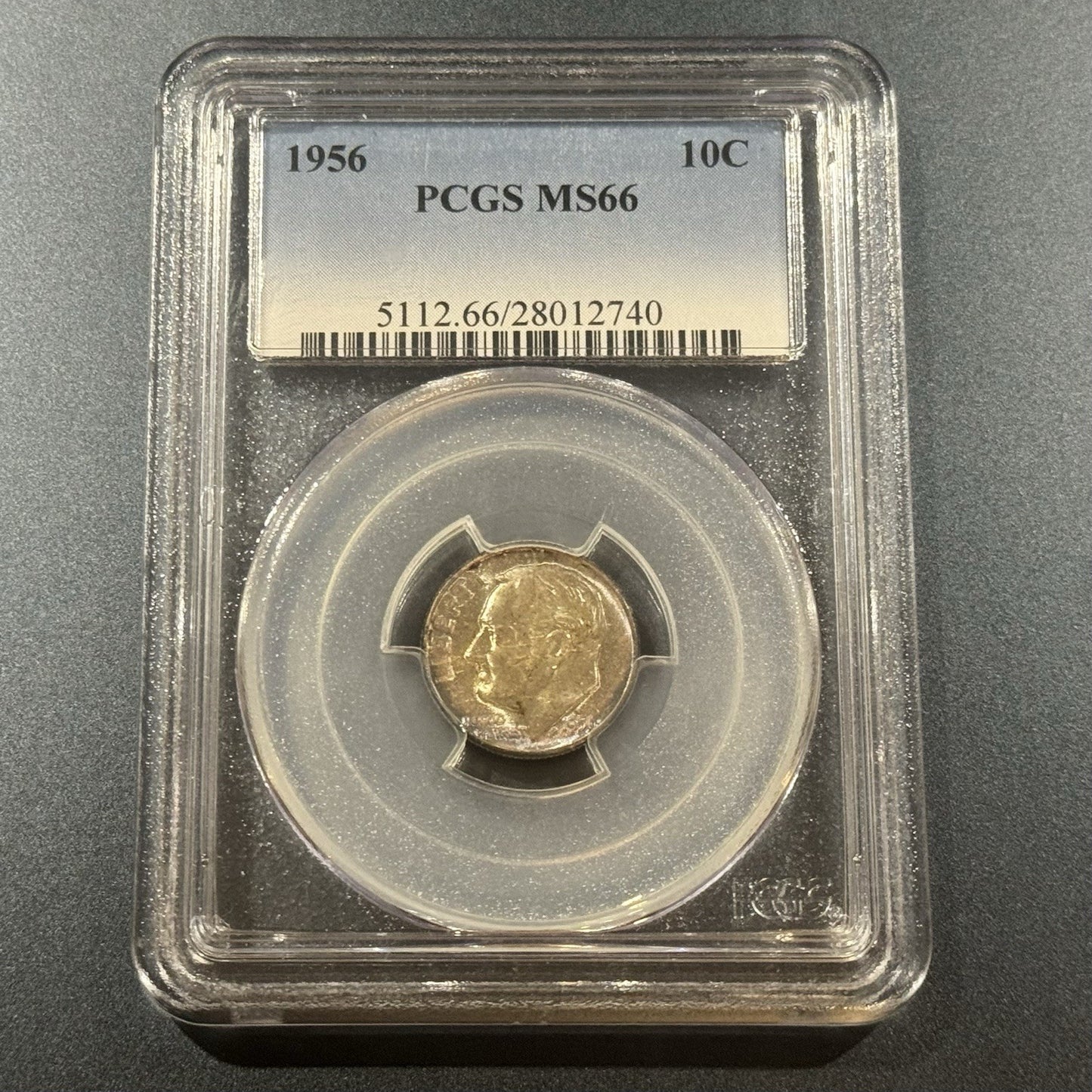 1956 Roosevelt Dime PCGS MS66 • Violet-Blue Toned • Brilliant Type Coin