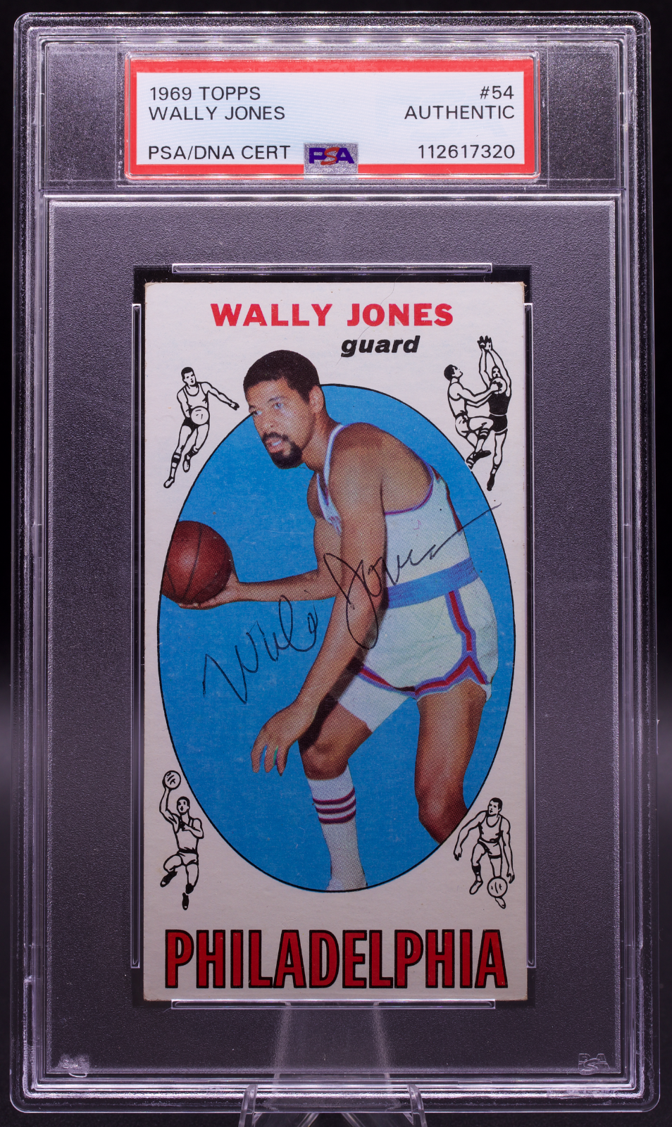 1969 Topps Wally Jones #54 PSA Authentic Auto Signed Philadelphia 76ers Tallboy