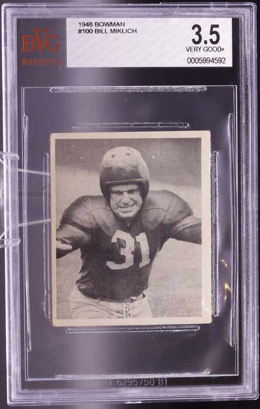 1948 Bowman #100 Bill Miklich RC BVG 3.5 New York Giants Idaho Vandals RC