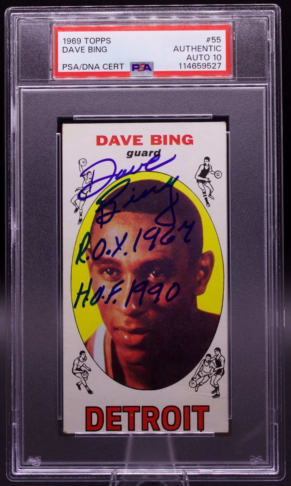 1969 Topps Dave Bing #55 PSA Authentic AUTO 10 Inscribed Pistons Tallboy