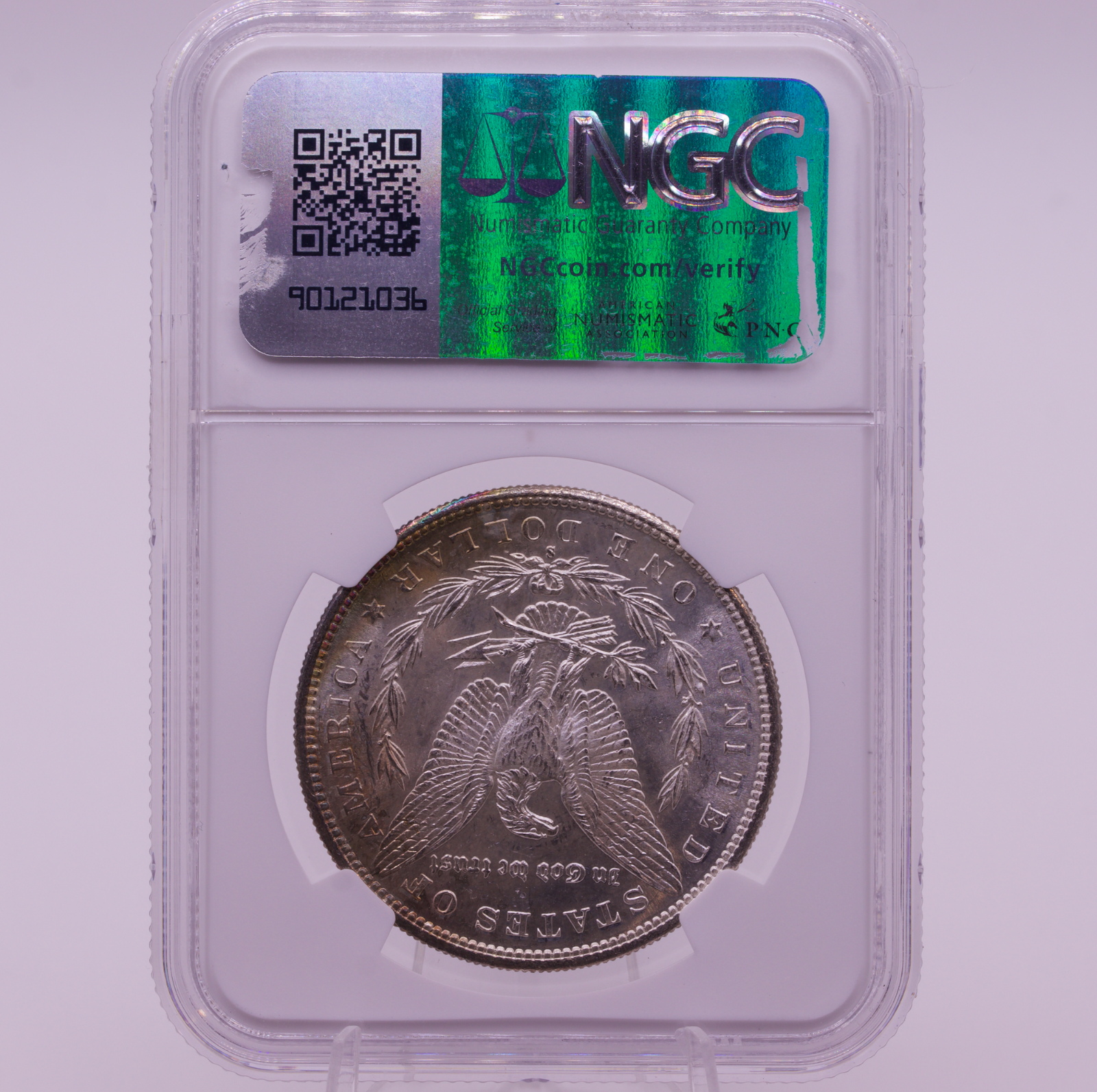 1881-S Morgan Dollar NGC MS64 Golden Crescent Toning San Francisco Silver $1