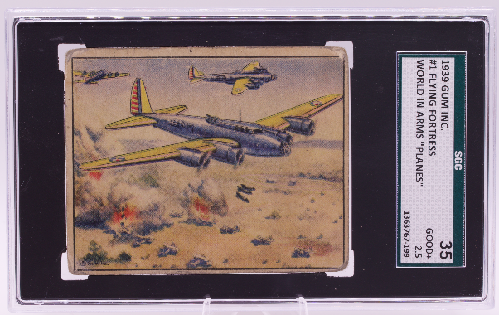 1939 World In Arms #1 US Flying Fortress B-17 Boeing Gum Inc SGC 35 Good+ 2.5