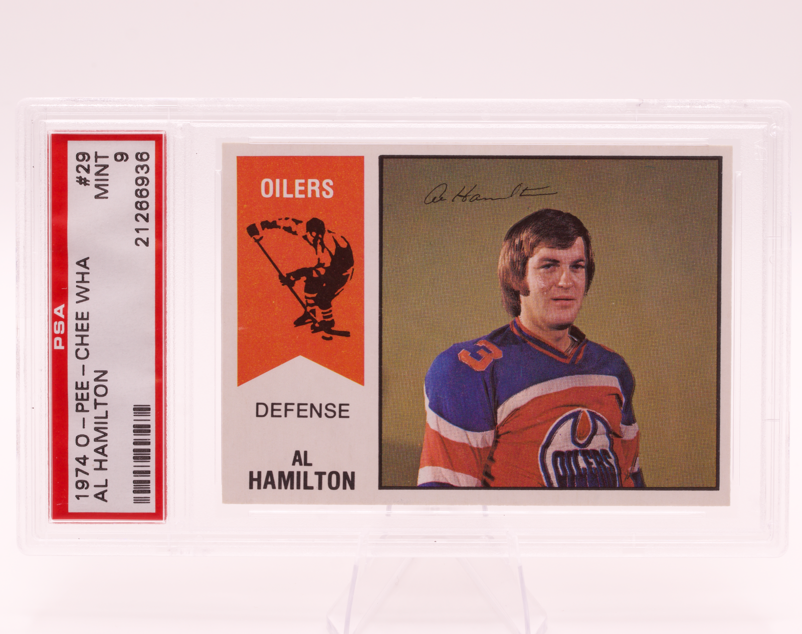 1974 O-Pee-Chee WHA Al Hamilton #29 PSA 9 MINT Edmonton Oilers Hockey Card