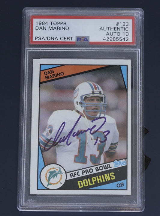 Signed 1984 Topps Dan Marino Rookie #123 PSA Authentic PSA/DNA Auto 10