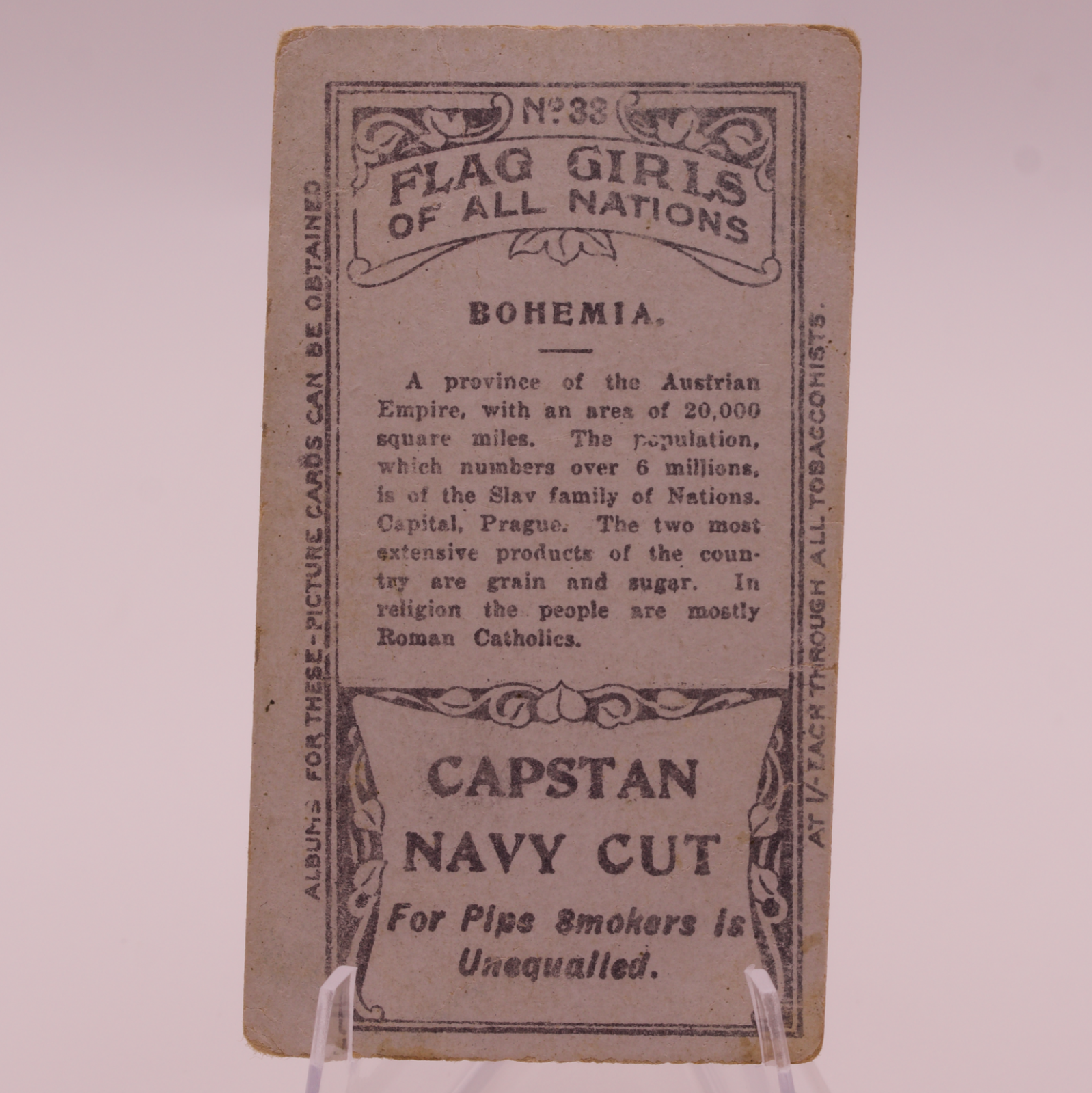 1908 Wills Flag Girls of All Nations #33 BOHEMIA Capstan Navy Cut Tobacco Card