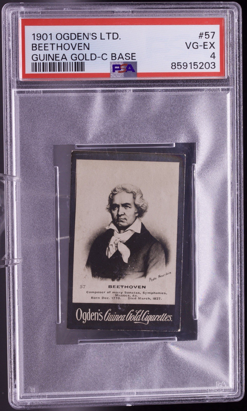 1901 Ogden’s Ltd. Guinea Gold C Base #57 BEETHOVEN PSA 4 VG-EX - Rare