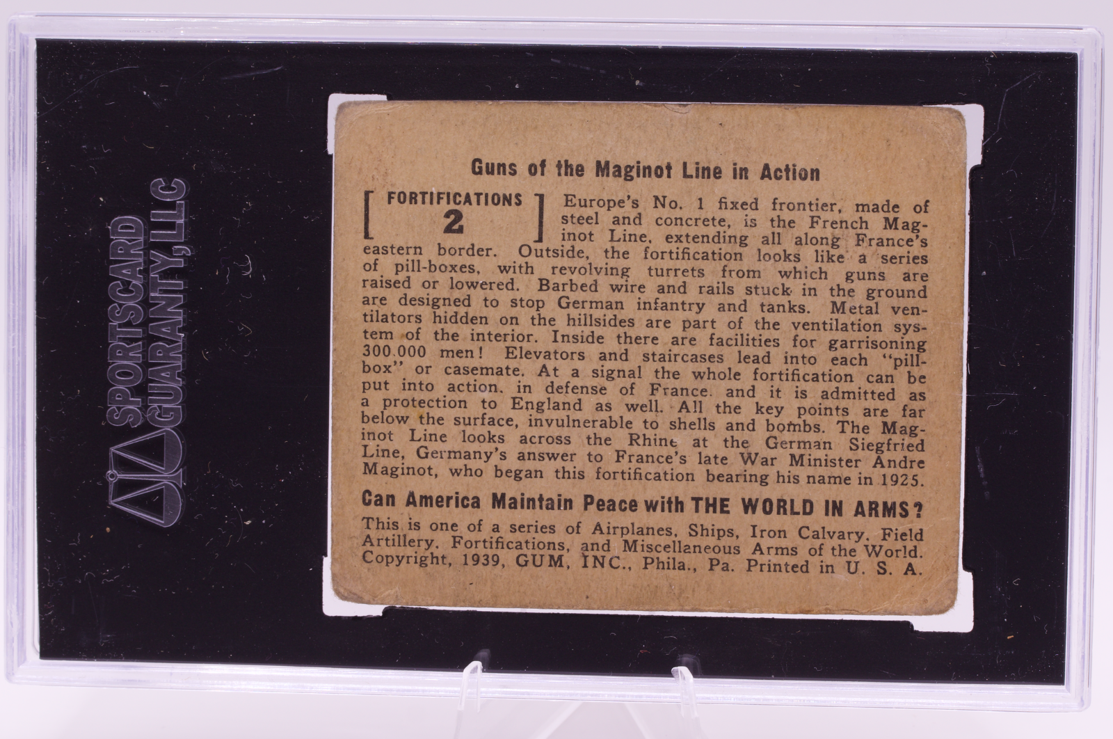 1939 Gum Inc #2 Guns of the Maginot Line Fort World in Arms SGC 2
