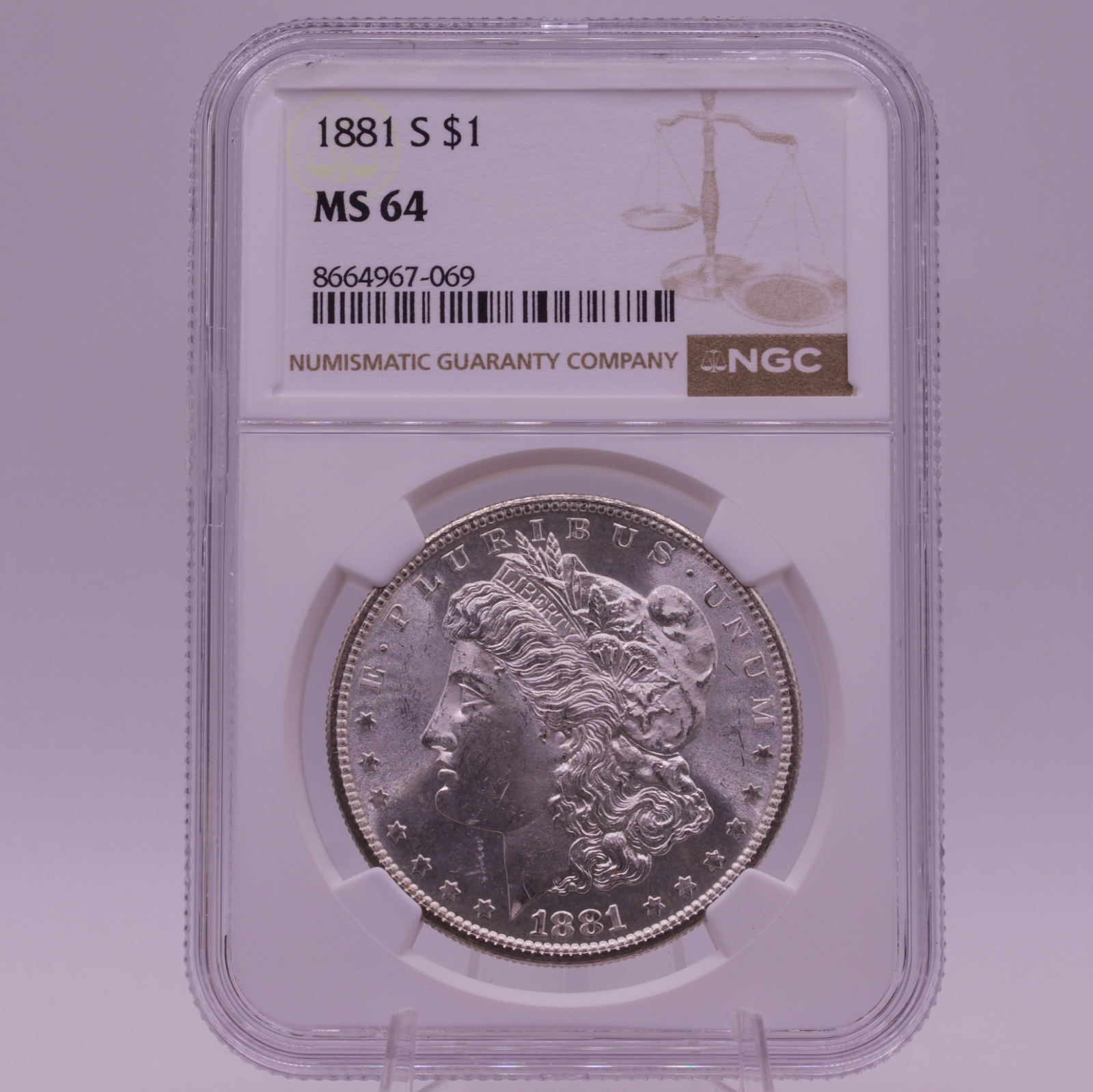 1881-S Morgan Dollar NGC MS64 Toned Reverse Sunset Rim Color San Francisco $1
