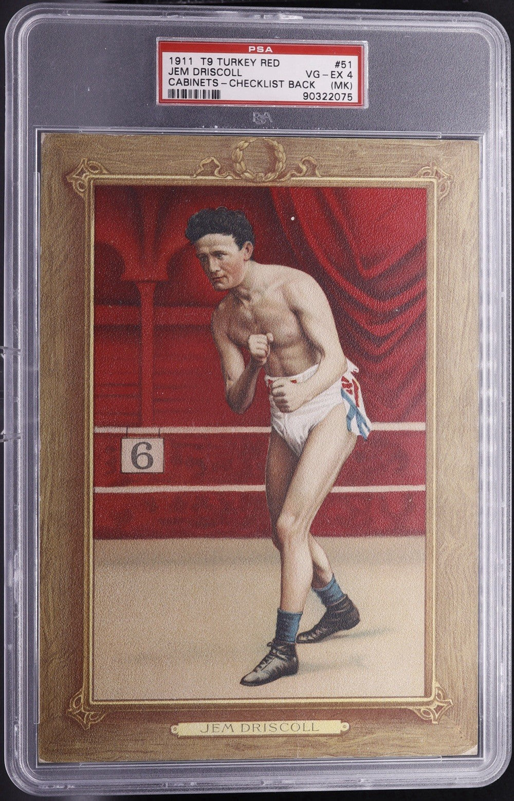 1911 T9 Turkey Red Jem Driscoll PSA 4 (MK) Boxing Cabinet Checklist Back Vintage