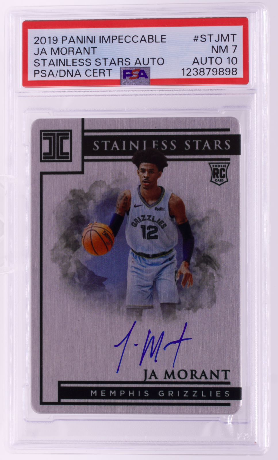 Ja Morant 2019-20 Impeccable Stainless Stars On Card Auto /99 PSA 7 10 Grizzlies