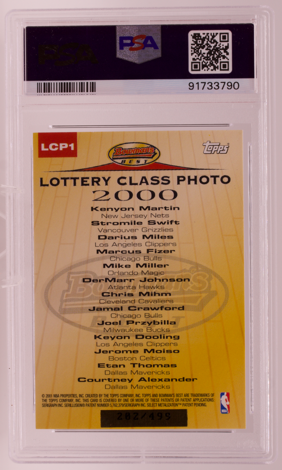 2000 Bowman's Best Lottery Class Photo #LCP1 /499 PSA 7 NM Kenyon Martin RC Clas